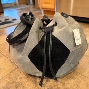 Free People Tovey  Gray and Black suede bucket  Bag